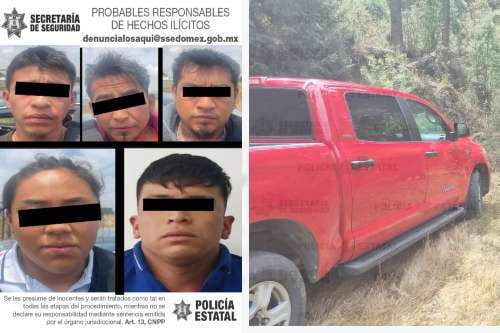 Rescatan en Zinacantepec a joven secuestrado para robarle su camioneta; hay 5 detenidos